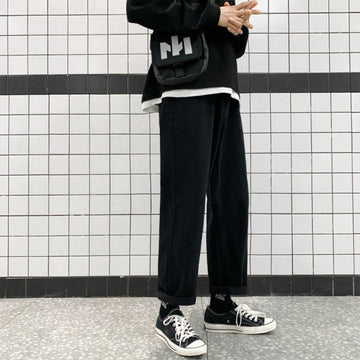 Neploha Korean Solid Color Men's Straight Denim Pants 2020 Harajuku Man Streetwear Loose Casual Jeans Trousers Man Clothing aidase-shop